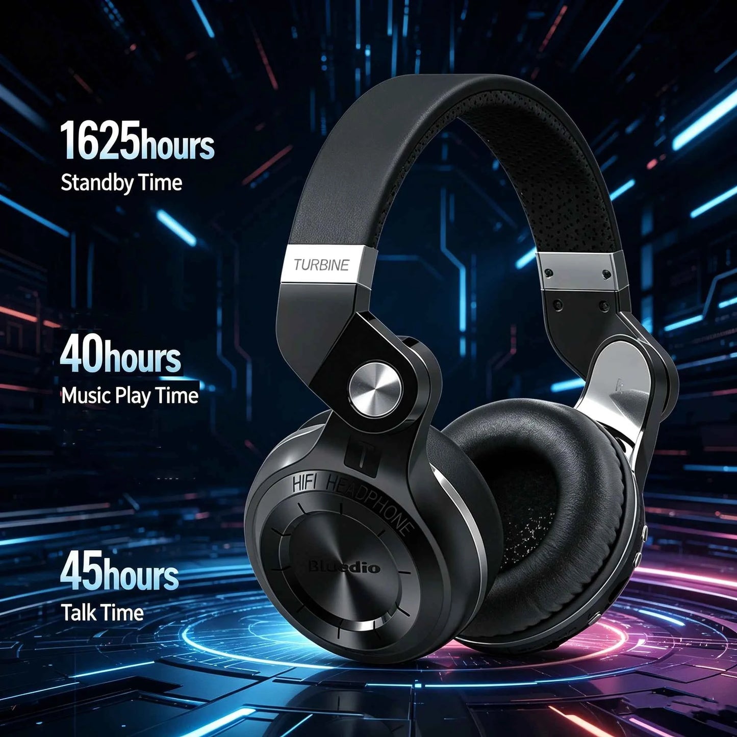 Bluetooth T2+ Headphone Wireless Foldable Sports Earphone with HIFI Sound, 57mm Strong Bass, and SD Card Slot