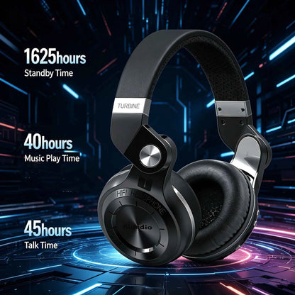 Bluetooth T2+ Headphone Wireless Foldable Sports Earphone with HIFI Sound, 57mm Strong Bass, and SD Card Slot