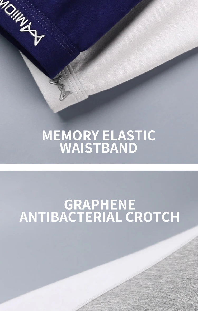 MiiOW Men's Antibacterial Boxer Briefs - 3Pcs Cotton Underwear with Graphene Technology - ShopHub