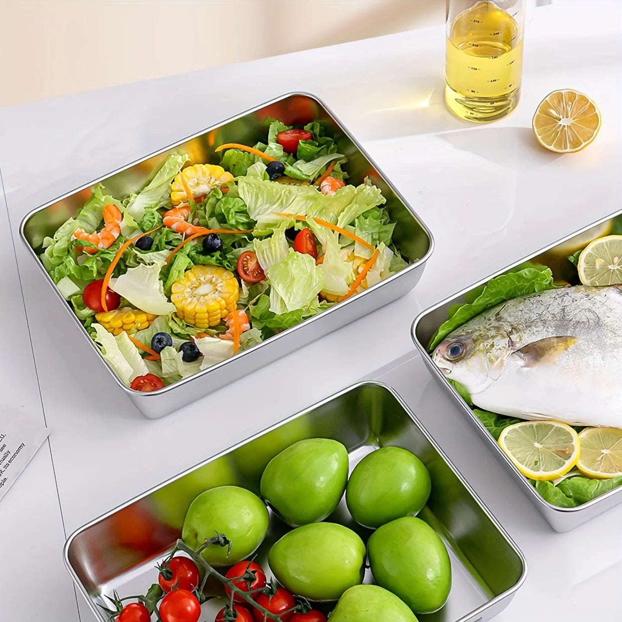 3-Piece Stainless Steel Food Storage Containers Set - ShopHub