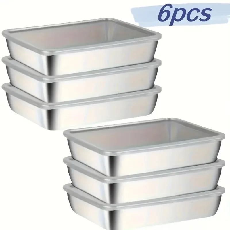 1-6Pcs Stainless Steel Food Containers with Black Lids - ShopHub