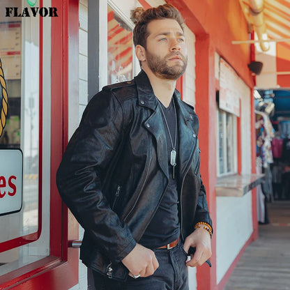 FLAVOR Men's Leather Jacket – Street Classic