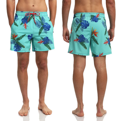 Men's breathable polyester boardshorts with elastic waist, side pockets, mesh liner, perfect for summer beach or gym activities.