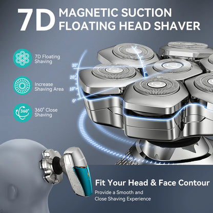 KENSEN 5 in 1 Electric Head Shaver Magnetic 7D Floating Blade