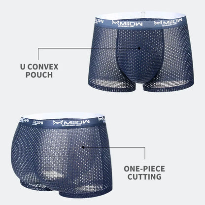MiiOW Breathable Mesh Men's Underwear - Sexy Ice Silk Boxers - ShopHub