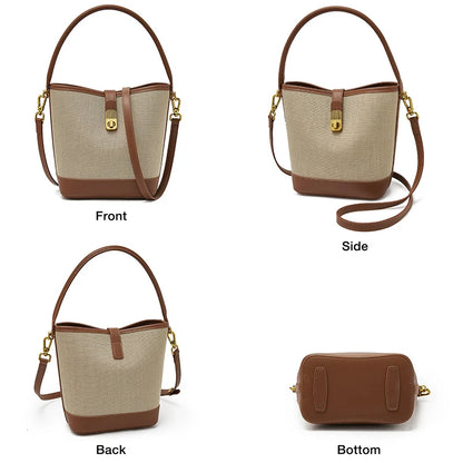 FOXER 2026 New Women's Handbag PVC Leather Lady Bucket Bag Fashion Shoulder Bag Light Luxury Best Gift for Wife,Lover