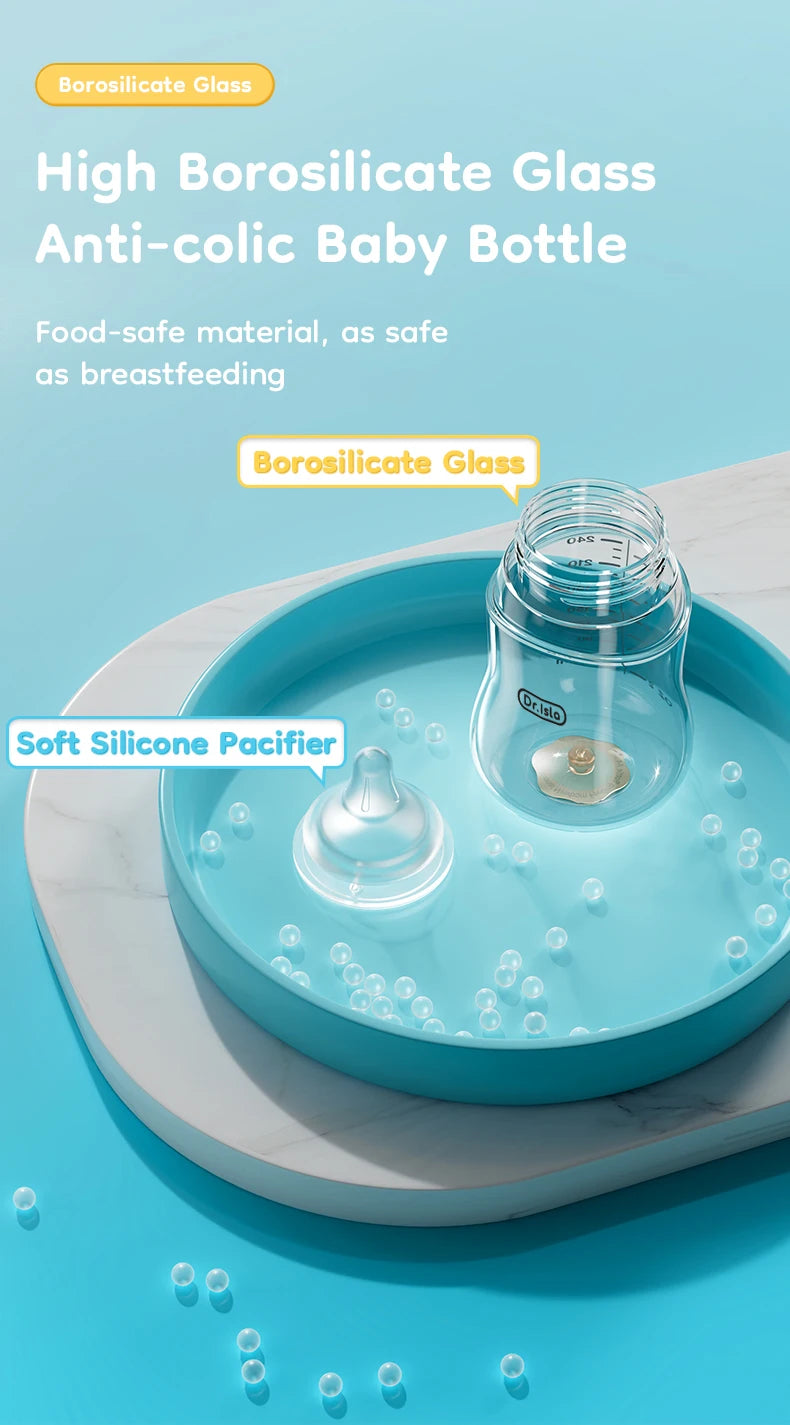 MAMIJOY Baby Glass Bottle High 80/160/240ml Borosilicate Wide-mouthed