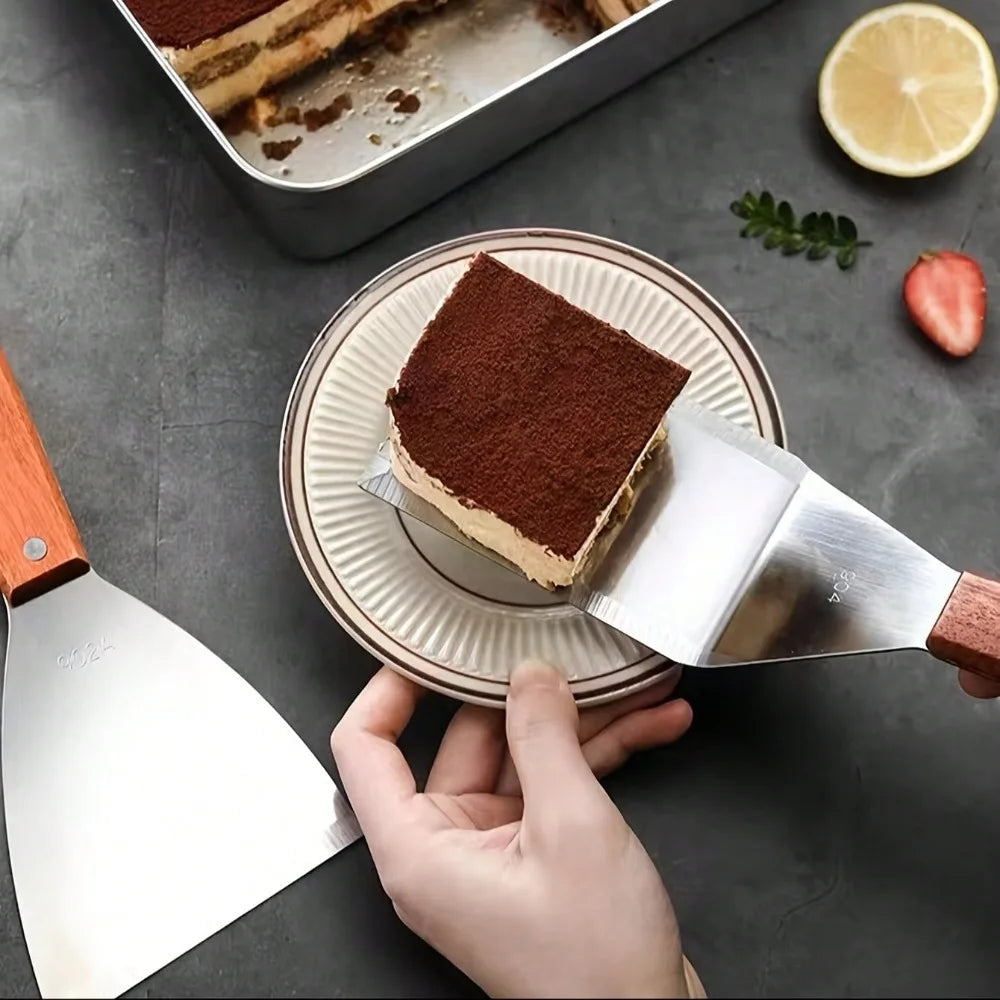 2Pcs Stainless Steel Kitchen Tools Set, 10oz Pot with Wood Handle & Cake Spatula, Durable Daily Kitchen Accessories - ShopHub