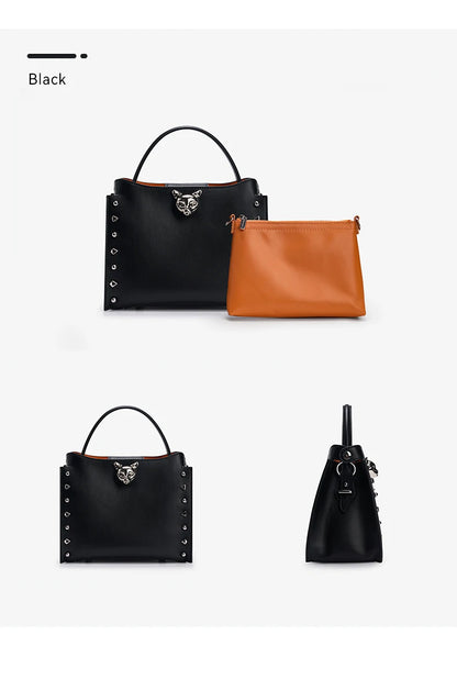 BAFELLI Rivet Cowhide Leather Crossbody Bag