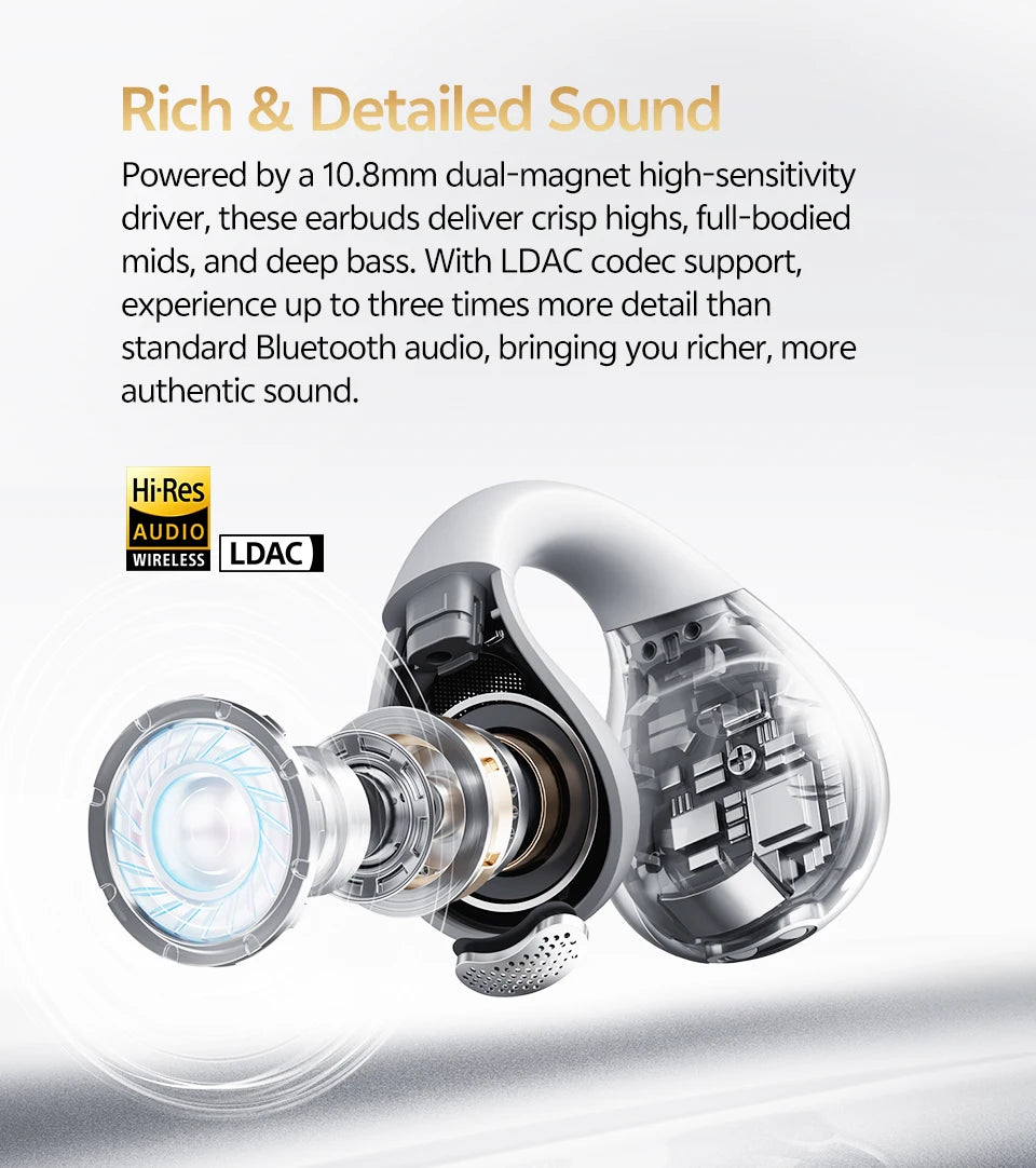 QCY C30S Open Ear Bluetooth Headphones with LDAC Wireless Technology and 40H Playtime - ShopHub