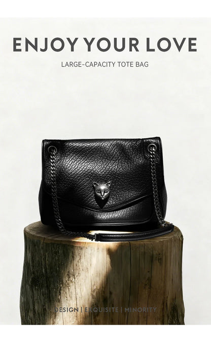 BAFELLI Chained Genuine Leather Satchel Bag