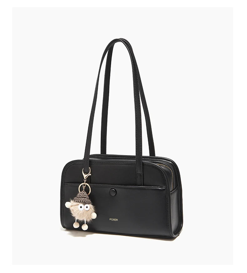 FOXER Female Shoulder Bag PU Leather Cross Body Bag 2026 New Fashion Messenger Bag Large Capacity Commute Daliy