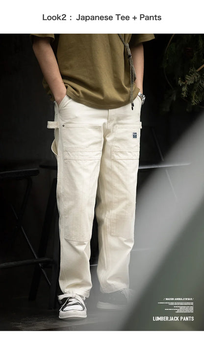 Maden Multi Pockets White Jeans