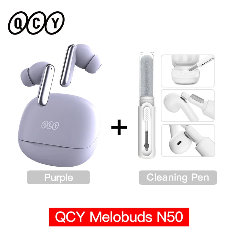 QCY Melobuds N50 ANC Earphones with 6 Mics, AI Call Noise Cancellation, Bluetooth 5.4, and Dual Connection - ShopHub