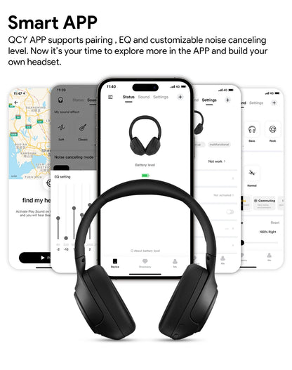 QCY H3 Wireless Headphones with Hybrid Active Noise Cancellation and 60Hrs Playtime, Hi-Res Audio, Bluetooth 5.4 Over Ear Design - ShopHub