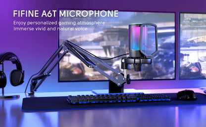 FIFINE USB Gaming Microphone Kit - Elevate Your Streaming Experience with Crystal Clear Sound