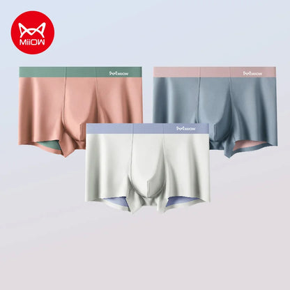 MiiOW Breathable Nylon Men's Underwear - 3Pcs Seamless Antibacterial Boxer Briefs - ShopHub