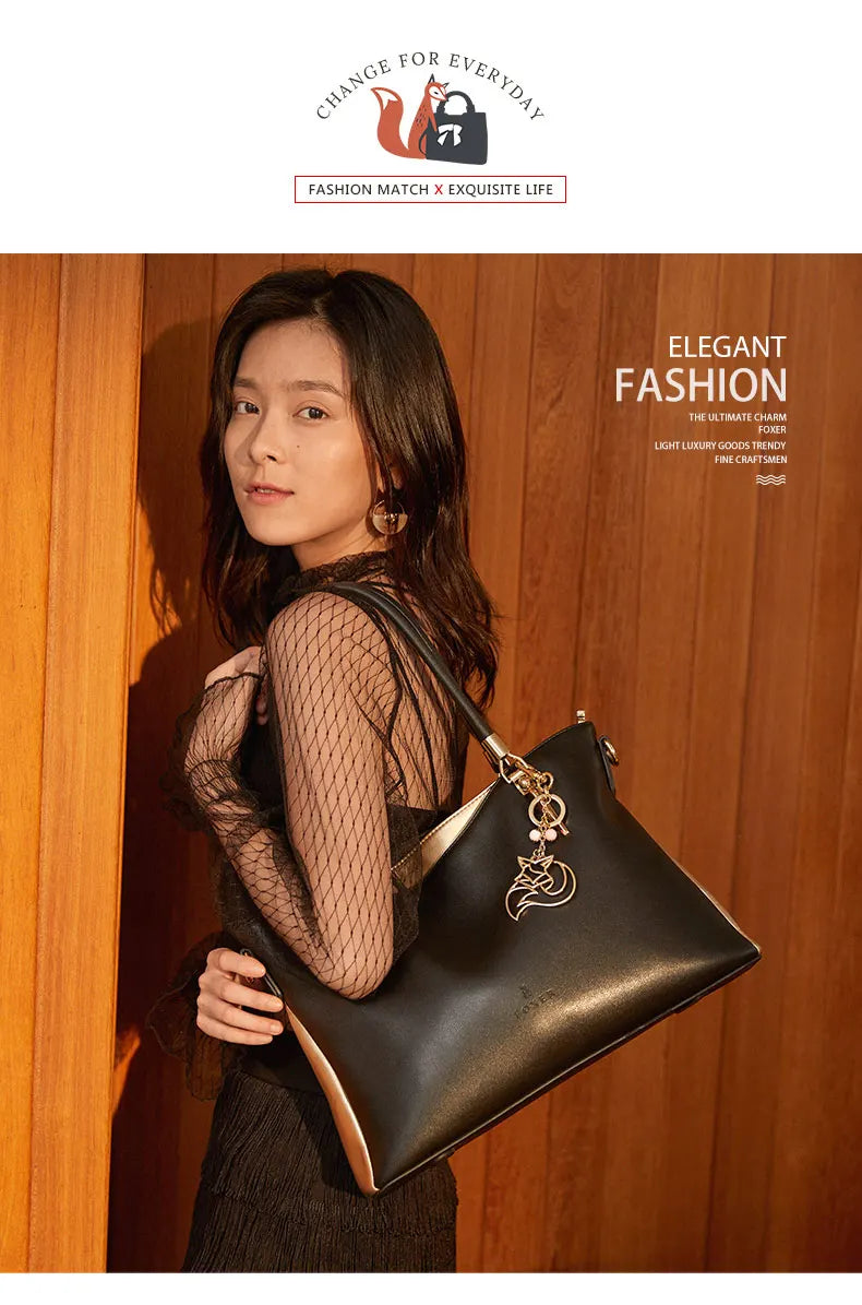 FOXER New Elegant Shoulder Bag for Women Luxury Designer Handbags Cowhide Leather Female Messenger Crossbody Bag Purse