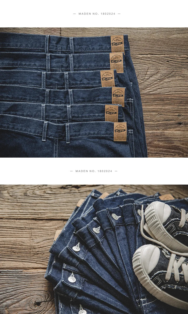 Maden Work Attire Retro Wide-leg Denim Jeans