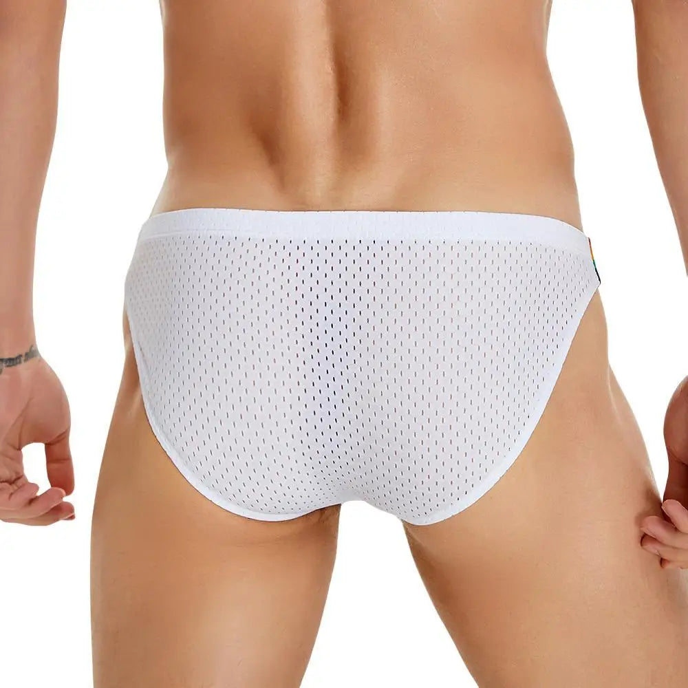 SEOBEAN Men's Breathable Underwear - Mesh Sexy Briefs with Rainbow Belt - ShopHub