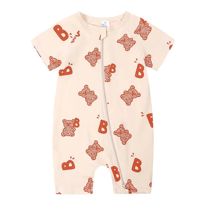 Kids Tales Summer Sprout Cotton-Stretch Double-Zip Romper