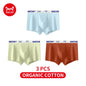 MiiOW Cotton Men's Underwear - 3Pcs Antibacterial Soft Silky Breathable Boxershorts - ShopHub