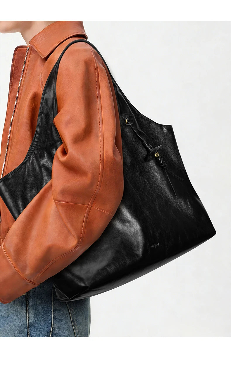 BAFELLI Soft Leather Large Capacity Work Tote Bag