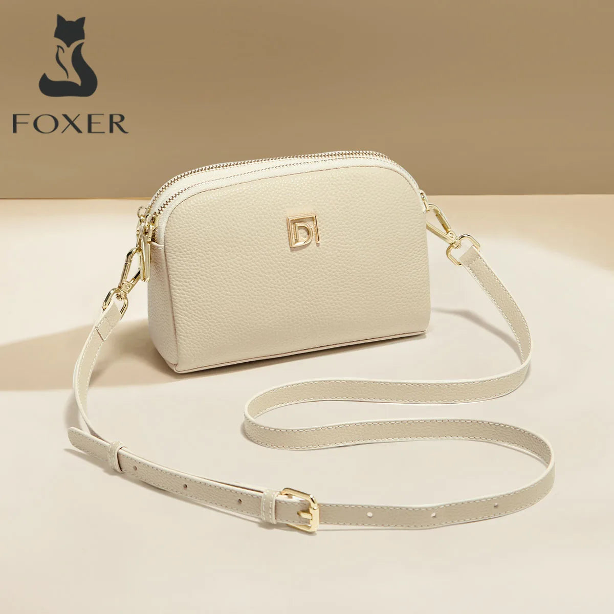 FOXER Lady's Shoulder Bag Genuine Leather Casual Crossbody Bag Solid High Quality Commute Mother's Day Gift