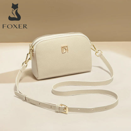 FOXER Lady's Shoulder Bag Genuine Leather Casual Crossbody Bag Solid High Quality Commute Mother's Day Gift