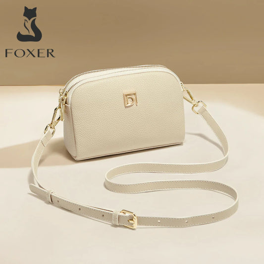 FOXER Lady's Shoulder Bag Genuine Leather Casual Crossbody Bag Solid High Quality Commute Mother's Day Gift