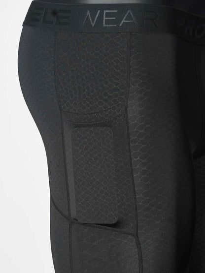 Men's Sports Underwear with Pockets - Running Fitness Briefs, Snake Pattern Embossed, Moisture Wicking Quick Drying