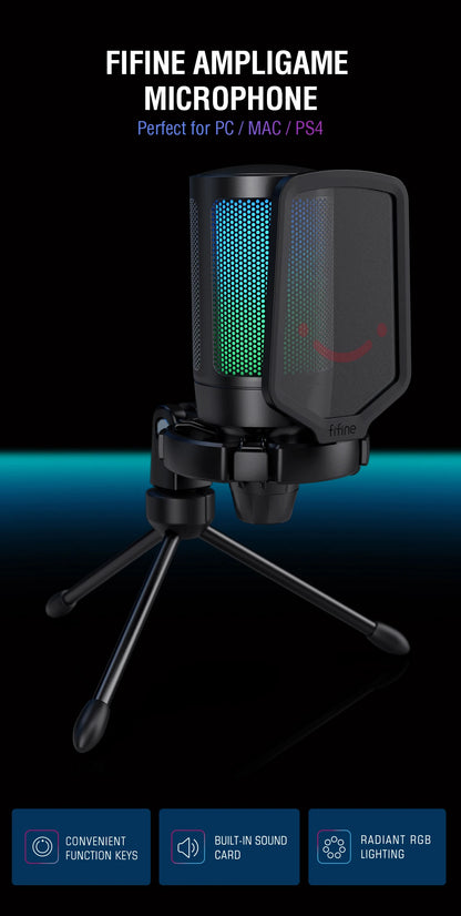 FIFINE USB Gaming Microphone: Elevate Your Streaming Experience with RGB Flair