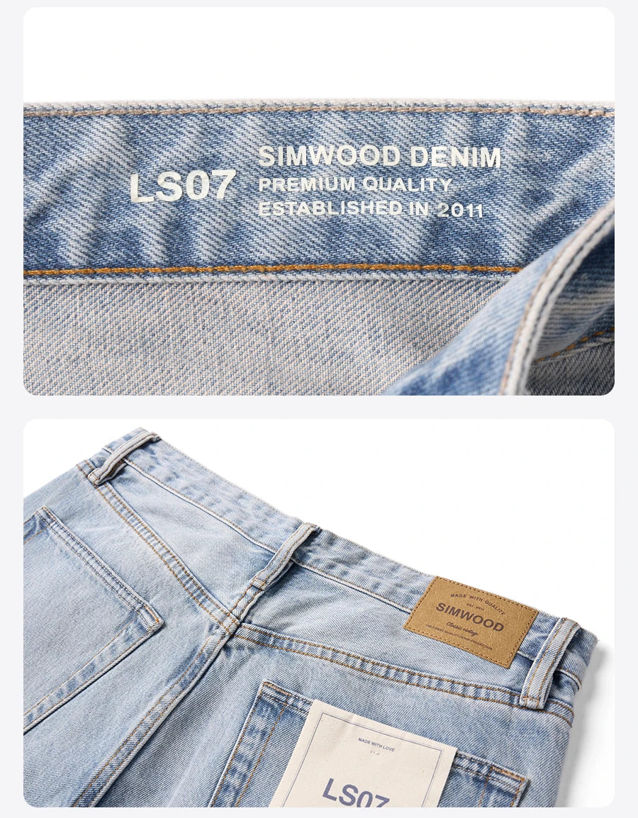 SIMWOOD Loose Straight 13.5oz 100% Cotton Washed Vintage Jeans