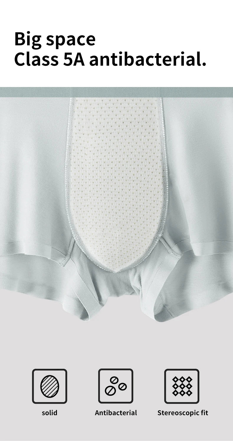 MiiOW Silkly Cool Men Underwear - 3Pcs Antibacterial Crotch Boxer Briefs - ShopHub