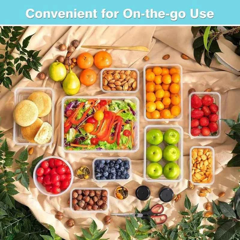 4-Piece Clear Food Storage Containers with Snap Lids, Reusable for Fruits Vegetables Pasta Dry Goods