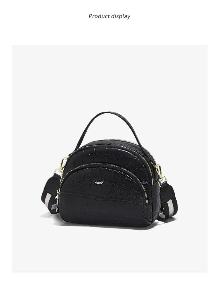 FOXER Brand Genuine Leather Top-handle Bag Women's Shoulder Bag 2026 New Chic Female Shell Bag Luxury Brand Crossbody Purse