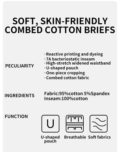 MiiOW 3Pcs Men's Cotton Underwear Antibacterial Breathable Crotch Soft Boxershorts - ShopHub