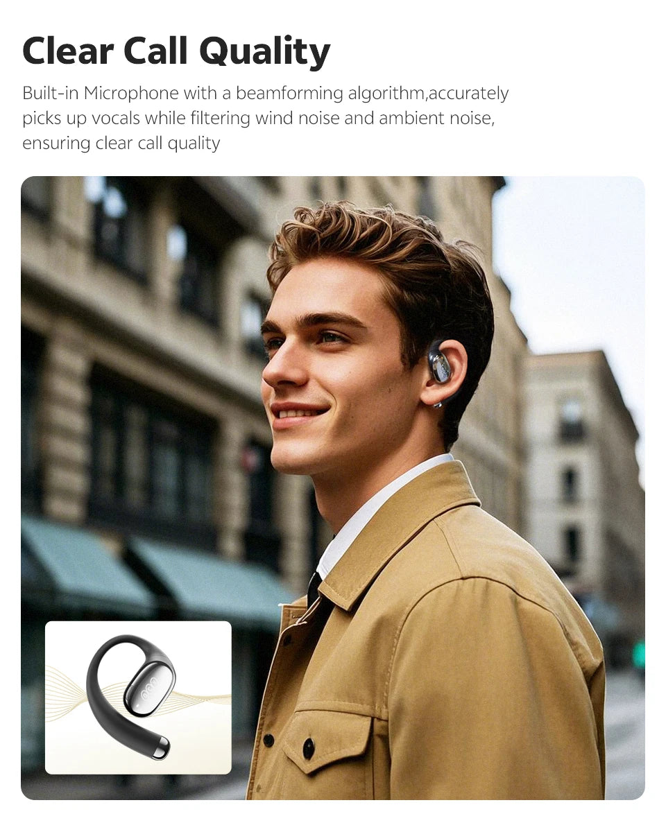 QCY Crossky R70 Wireless Headphones - Hi-Res Open-Ear Bluetooth 6.0 Earhooks with Bass Boost - ShopHub