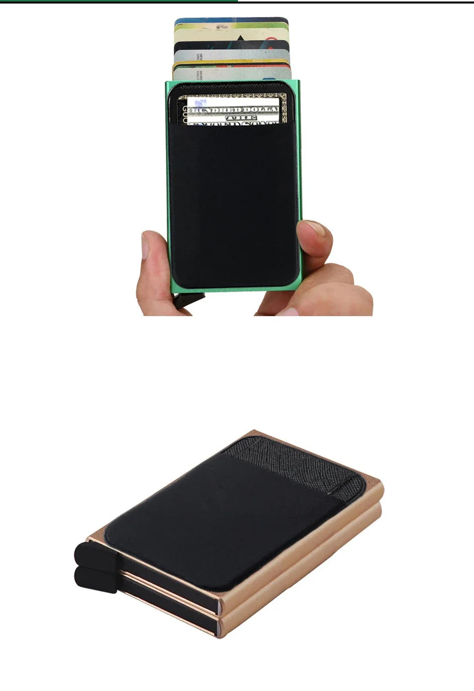 RFID Metal Wallet Double Card Case Pop Up Card Holder 12 Cards Automatic Aluminum Box Cardholder Smart Minimalist Walet for Men