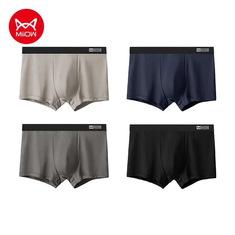 MiiOW Cotton Men's Boxer Shorts - 4Pcs Breathable Antibacterial Underwear for Men - ShopHub