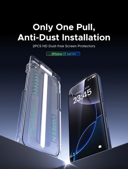 UGREEN Automatic Dust-free Screen Protector for iPhone 17 Pro Max, 16 Pro & More—2 Pack