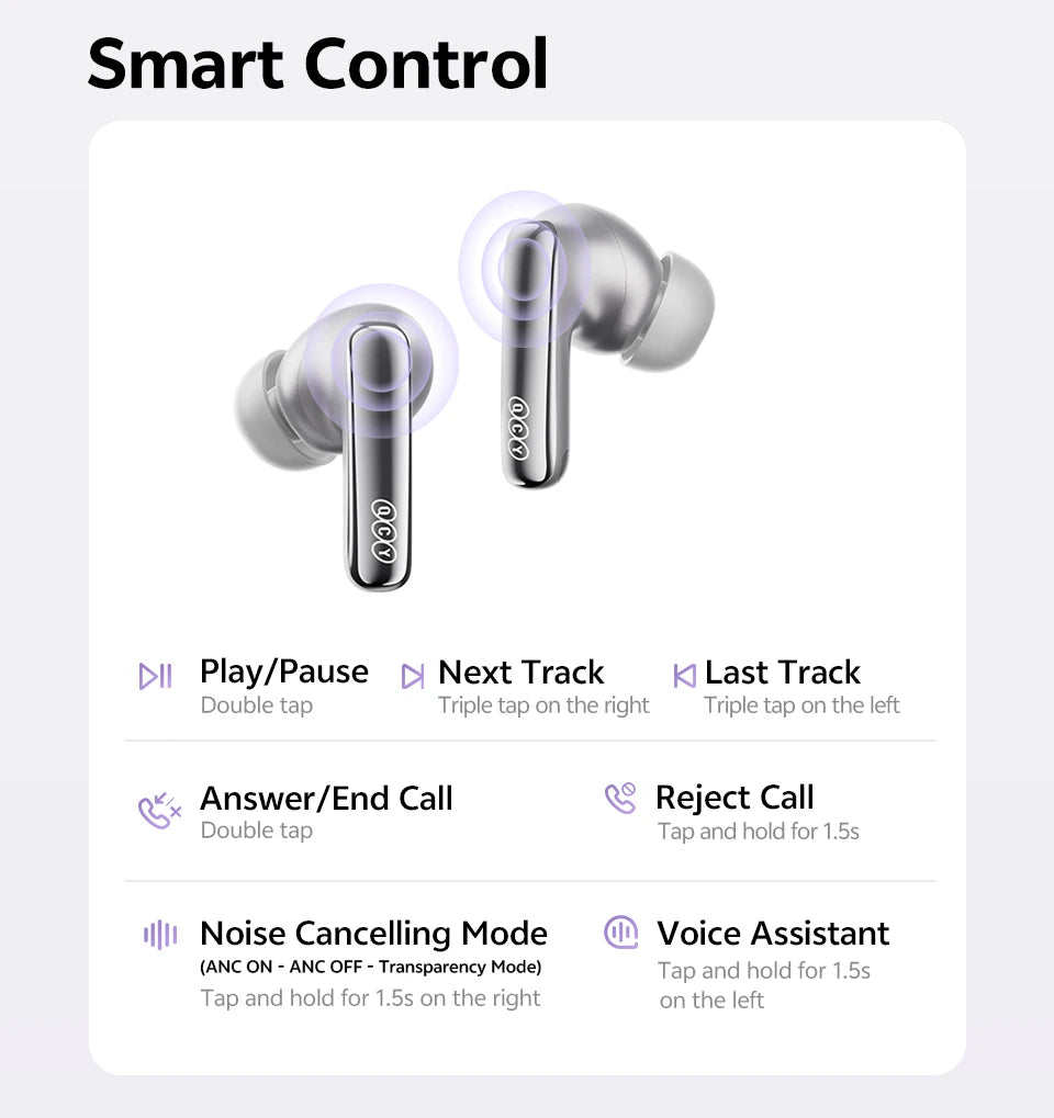QCY HT18 Wireless Earbuds Bluetooth 6.0 with Hi-Res LDAC, Adaptive ANC, Dual-Driver Design, and In-Ear Detection - ShopHub