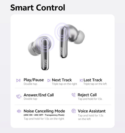 QCY HT18 Wireless Earbuds Bluetooth 6.0 with Hi-Res LDAC, Adaptive ANC, Dual-Driver Design, and In-Ear Detection - ShopHub