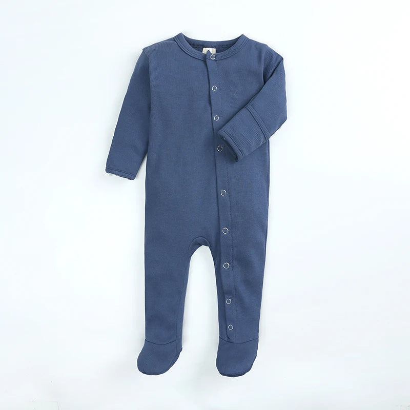 Kids Tales Tiny Steps Ribbed Cotton Footed Baby Romper