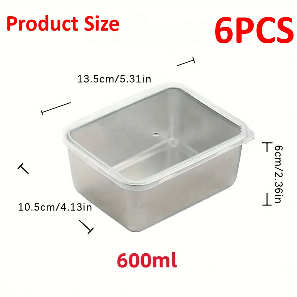 6-Piece Stainless Steel Food Containers Set - ShopHub