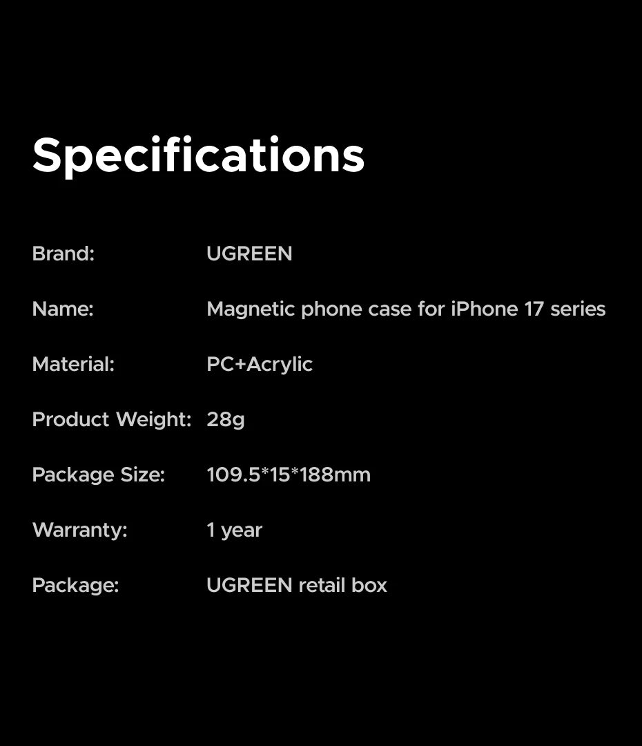 UGREEN Never Yellow PC Magnetic Case — Premium Protection for iPhone 18, 17, Pro & Pro Max