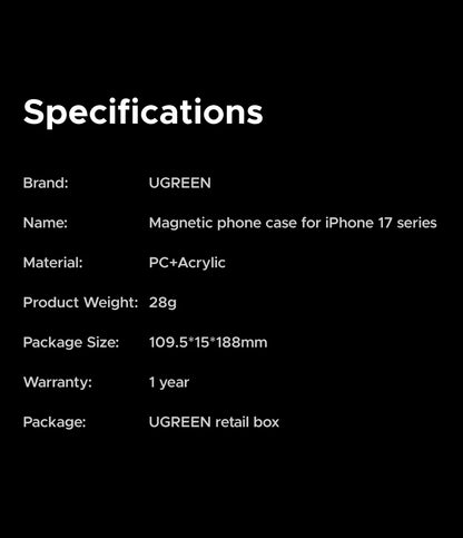 UGREEN Never Yellow PC Magnetic Case — Premium Protection for iPhone 18, 17, Pro & Pro Max