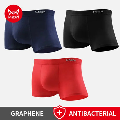 MiiOW Men's Antibacterial Boxer Briefs - 3Pcs Cotton Underwear with Graphene Technology - ShopHub