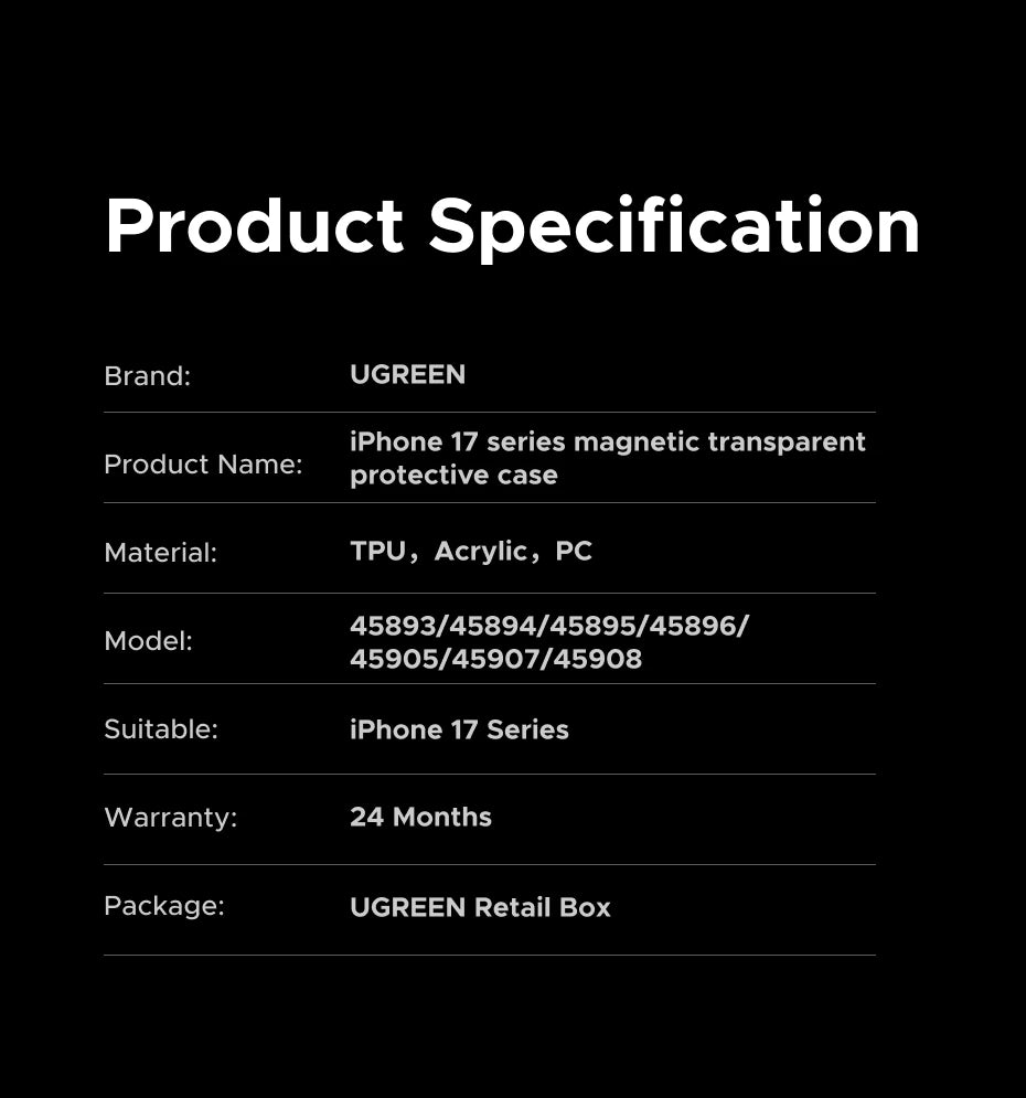 UGREEN Magnetic Case for iPhone 18, 17, 16, 15, 14, 13 & 12 Series