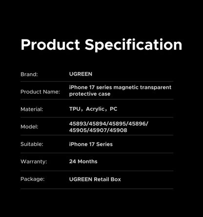 UGREEN Magnetic Case for iPhone 18, 17, 16, 15, 14, 13 & 12 Series